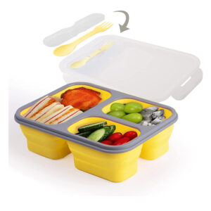 Collapsible Silicone 3-Compartments Lunch Box